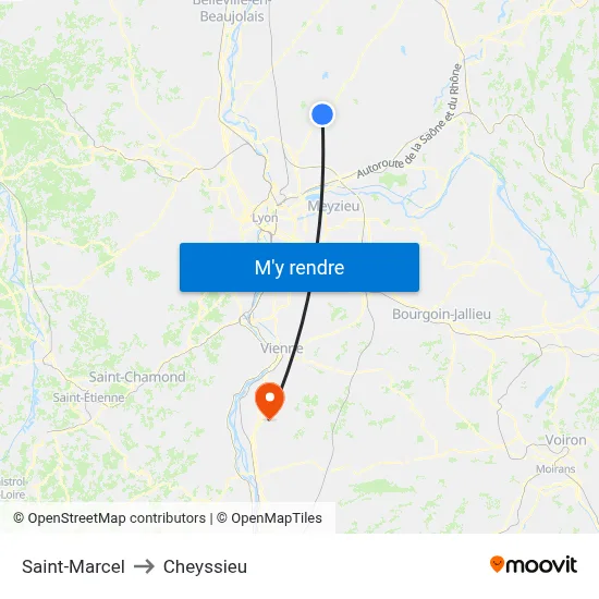 Saint-Marcel to Cheyssieu map