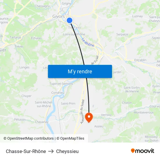 Chasse-Sur-Rhône to Cheyssieu map