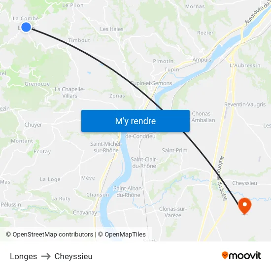 Longes to Cheyssieu map