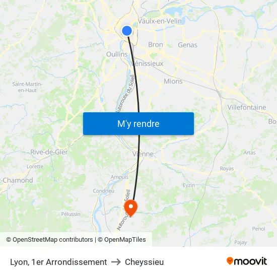 Lyon, 1er Arrondissement to Cheyssieu map