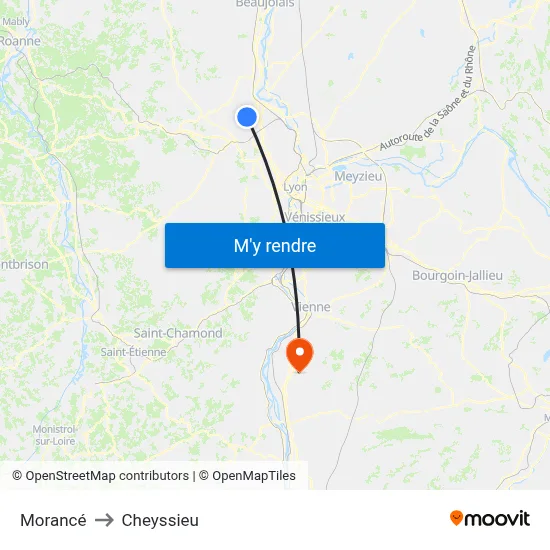 Morancé to Cheyssieu map