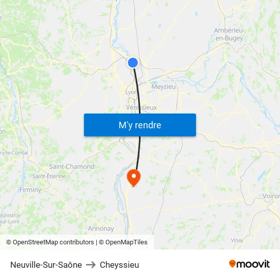 Neuville-Sur-Saône to Cheyssieu map