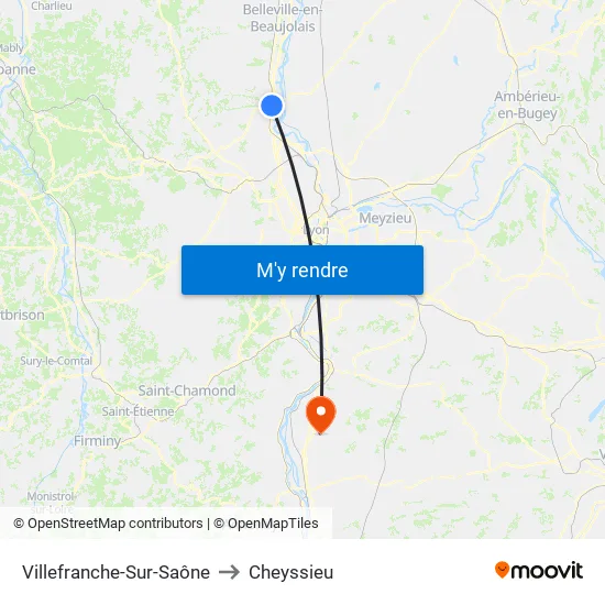 Villefranche-Sur-Saône to Cheyssieu map