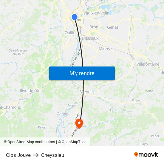 Clos Jouve to Cheyssieu map
