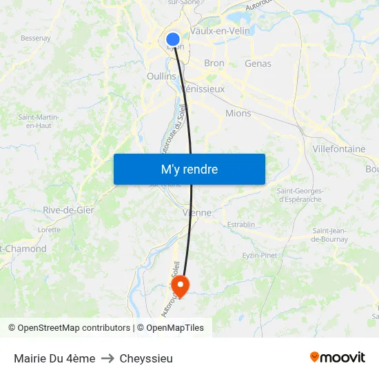 Mairie Du 4ème to Cheyssieu map