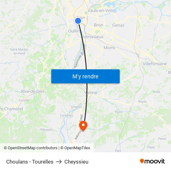 Choulans - Tourelles to Cheyssieu map