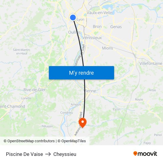 Piscine De Vaise to Cheyssieu map