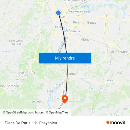 Place De Paris to Cheyssieu map