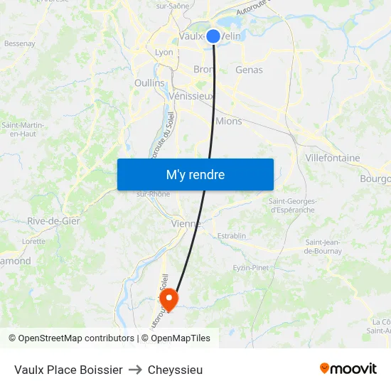 Vaulx Place Boissier to Cheyssieu map