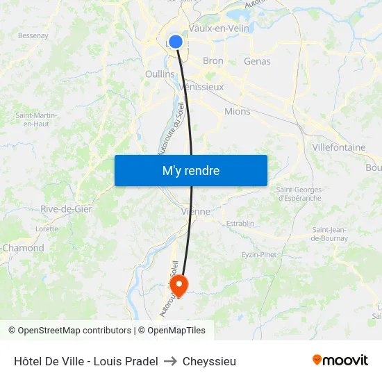 Hôtel De Ville - Louis Pradel to Cheyssieu map