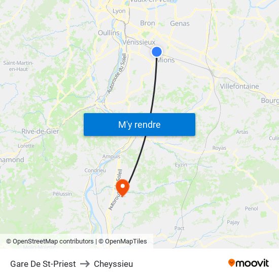 Gare De St-Priest to Cheyssieu map