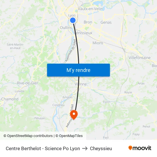 Centre Berthelot - Science Po Lyon to Cheyssieu map