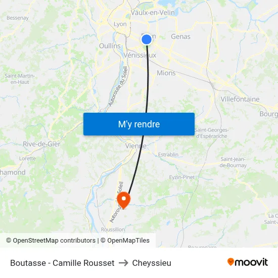 Boutasse - Camille Rousset to Cheyssieu map