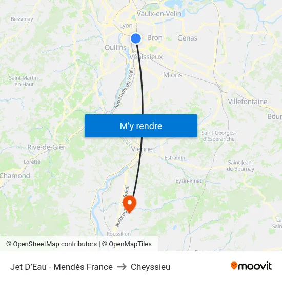 Jet D’Eau - Mendès France to Cheyssieu map