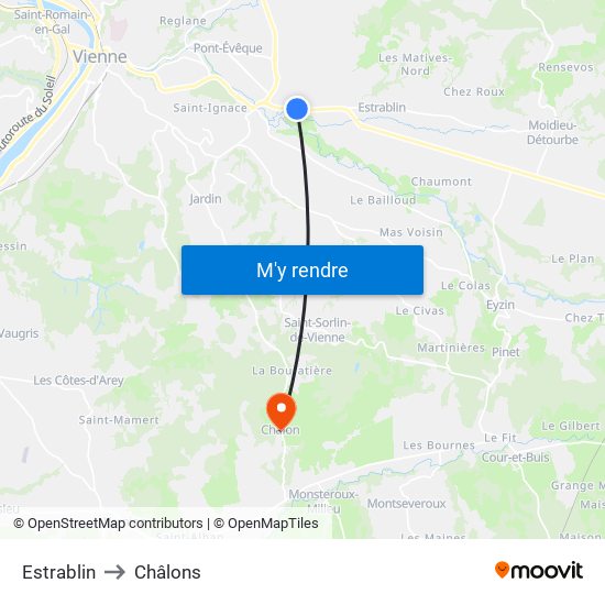 Estrablin to Châlons map
