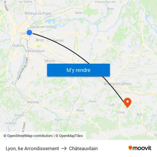 Lyon, 6e Arrondissement to Châteauvilain map