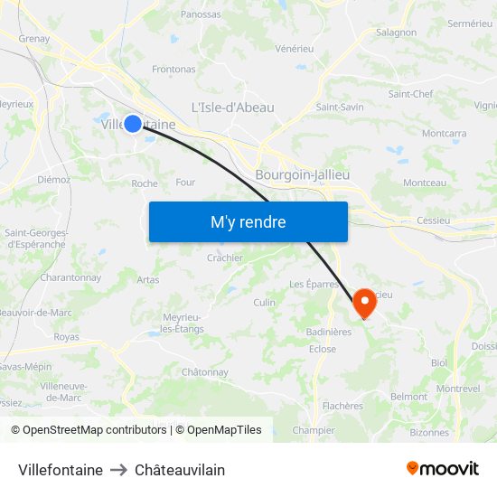 Villefontaine to Châteauvilain map