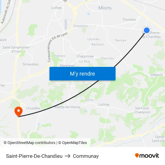 Saint-Pierre-De-Chandieu to Communay map