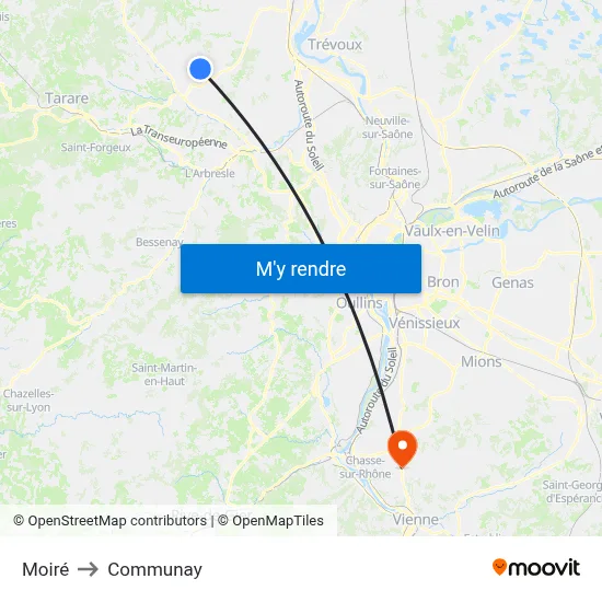 Moiré to Communay map