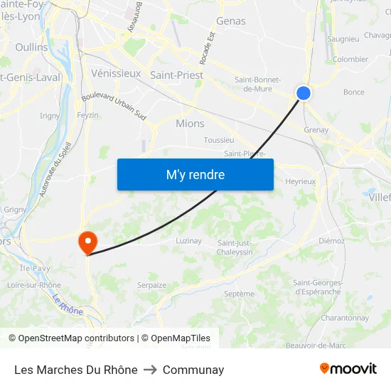 Les Marches Du Rhône to Communay map