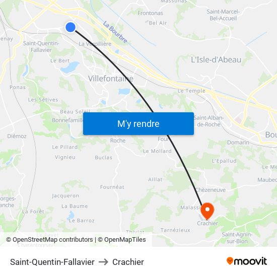 Saint-Quentin-Fallavier to Crachier map