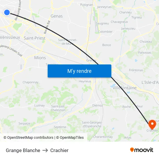 Grange Blanche to Crachier map