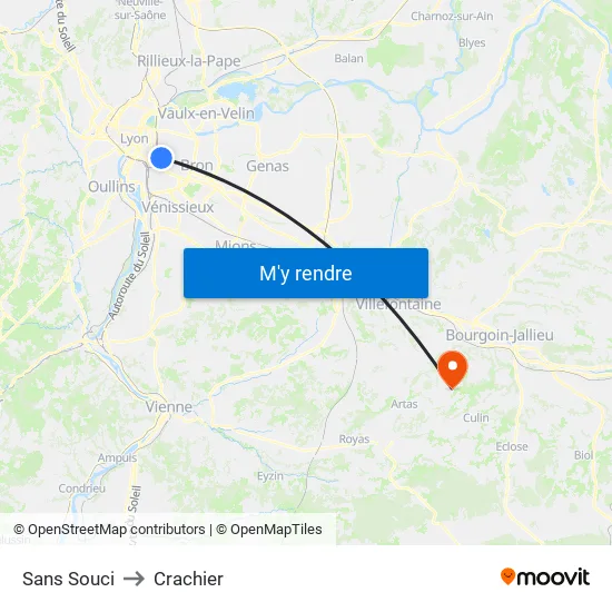 Sans Souci to Crachier map