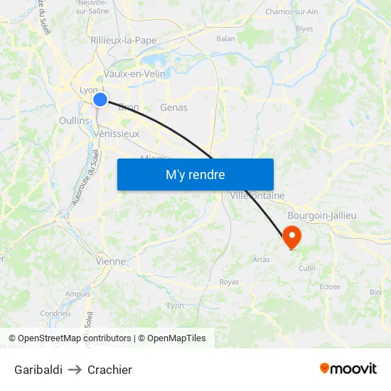 Garibaldi to Crachier map