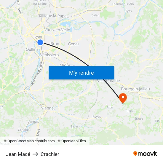 Jean Macé to Crachier map