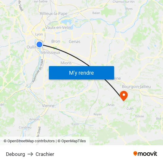 Debourg to Crachier map