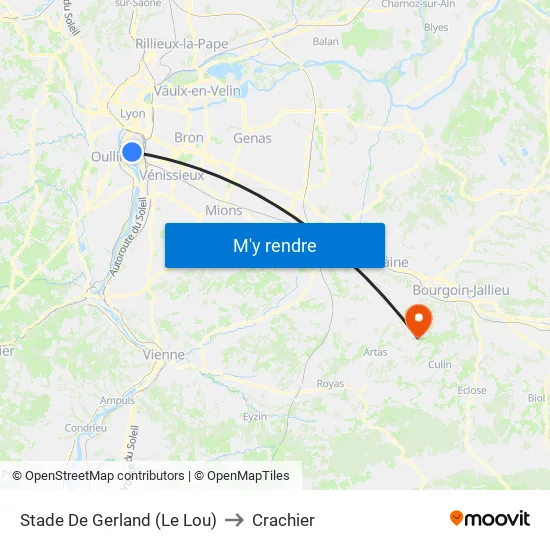 Stade De Gerland (Le Lou) to Crachier map