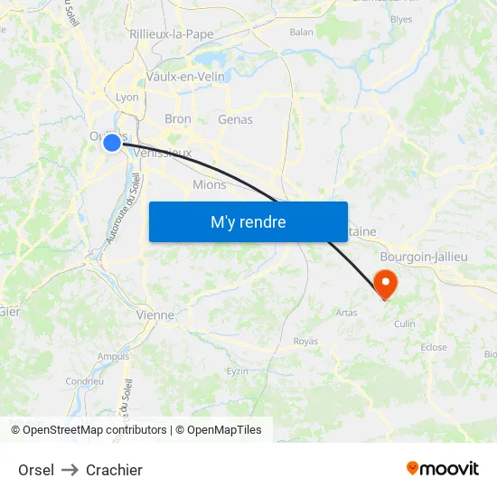 Orsel to Crachier map