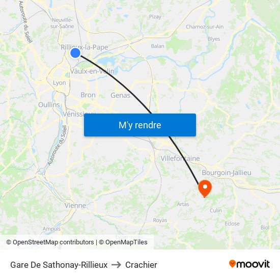 Gare De Sathonay-Rillieux to Crachier map
