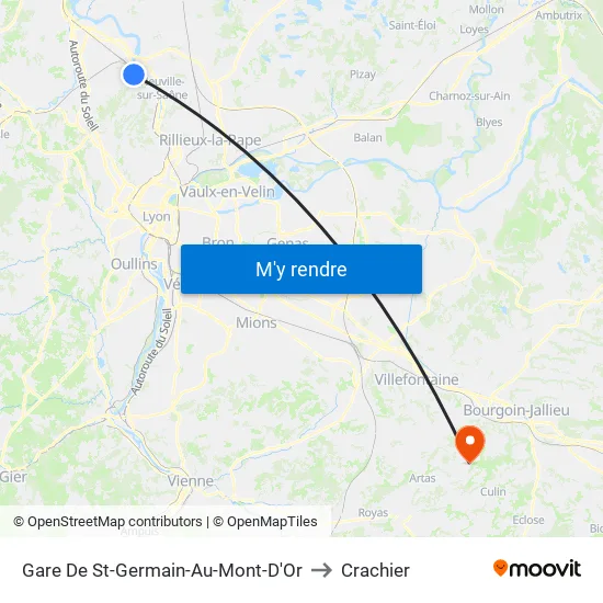 Gare De St-Germain-Au-Mont-D'Or to Crachier map