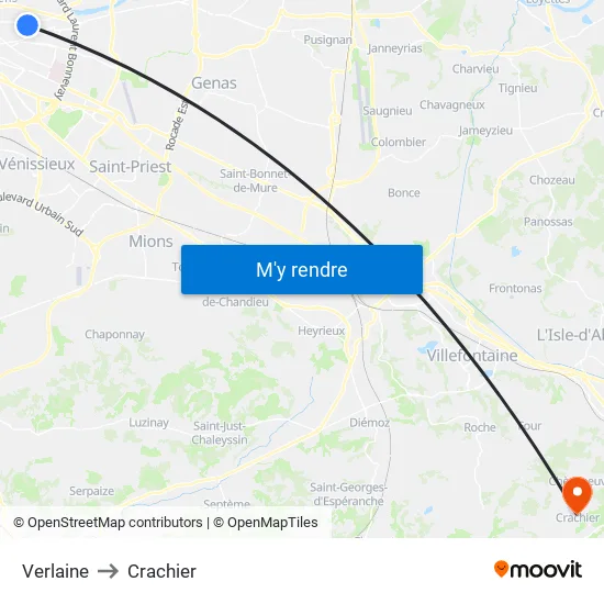 Verlaine to Crachier map