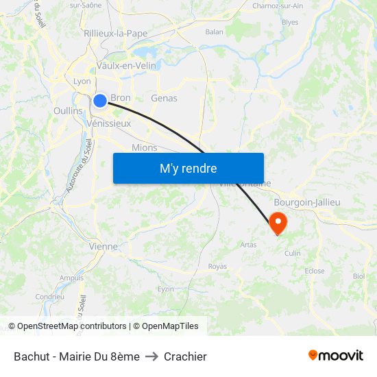 Bachut - Mairie Du 8ème to Crachier map