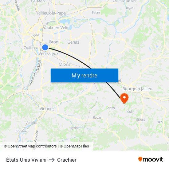 États-Unis Viviani to Crachier map