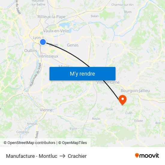 Manufacture - Montluc to Crachier map