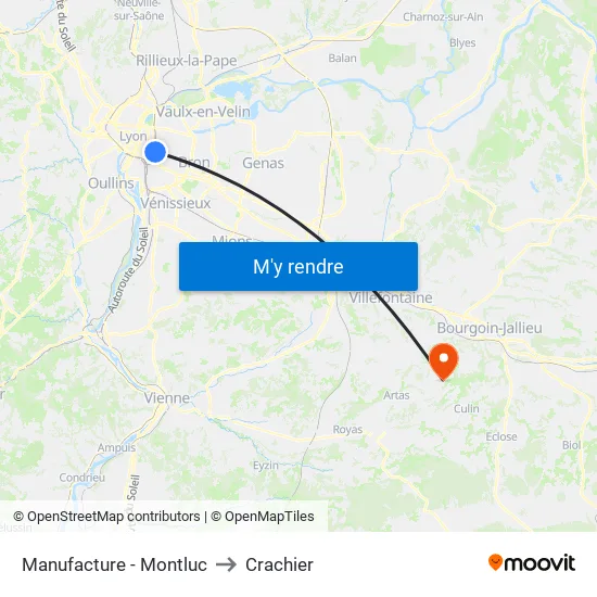Manufacture - Montluc to Crachier map