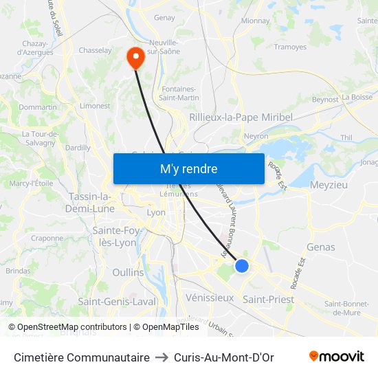 Cimetière Communautaire to Curis-Au-Mont-D'Or map