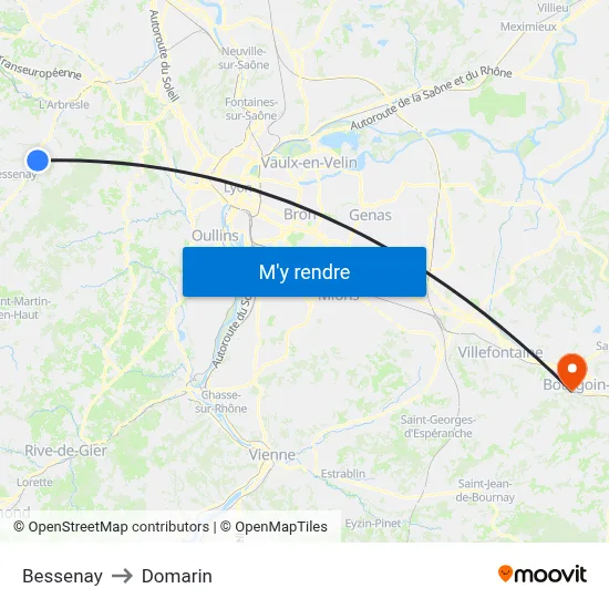 Bessenay to Domarin map