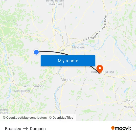 Brussieu to Domarin map