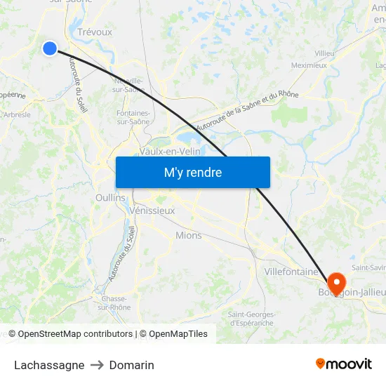 Lachassagne to Domarin map