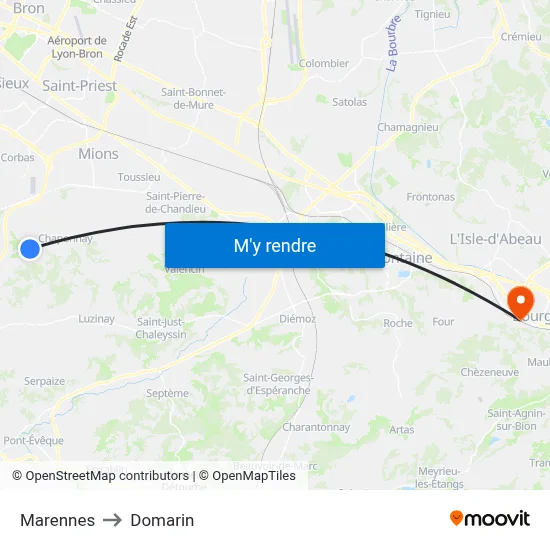 Marennes to Domarin map