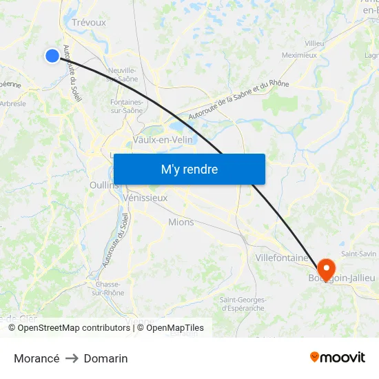 Morancé to Domarin map