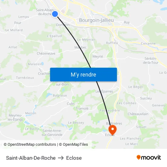 Saint-Alban-De-Roche to Eclose map