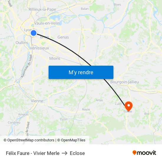 Félix Faure - Vivier Merle to Eclose map
