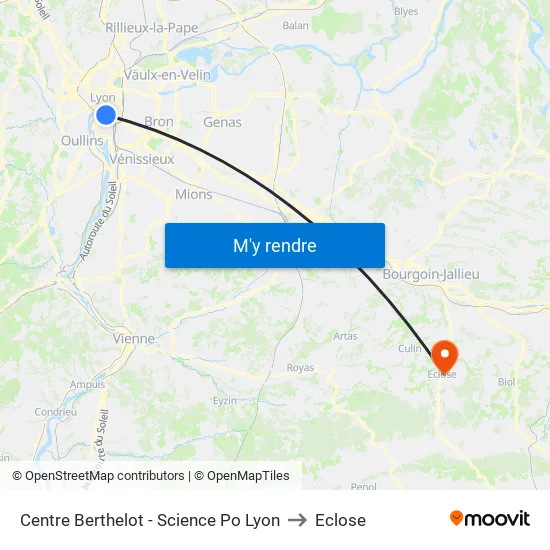 Centre Berthelot - Science Po Lyon to Eclose map