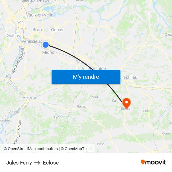 Jules Ferry to Eclose map