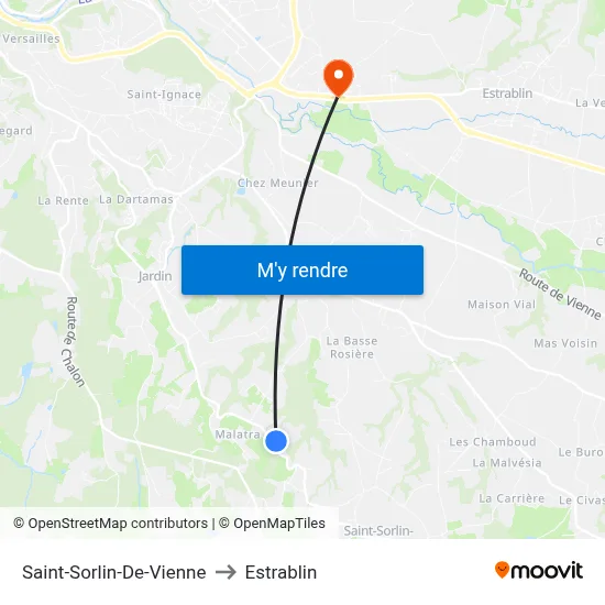 Saint-Sorlin-De-Vienne to Estrablin map
